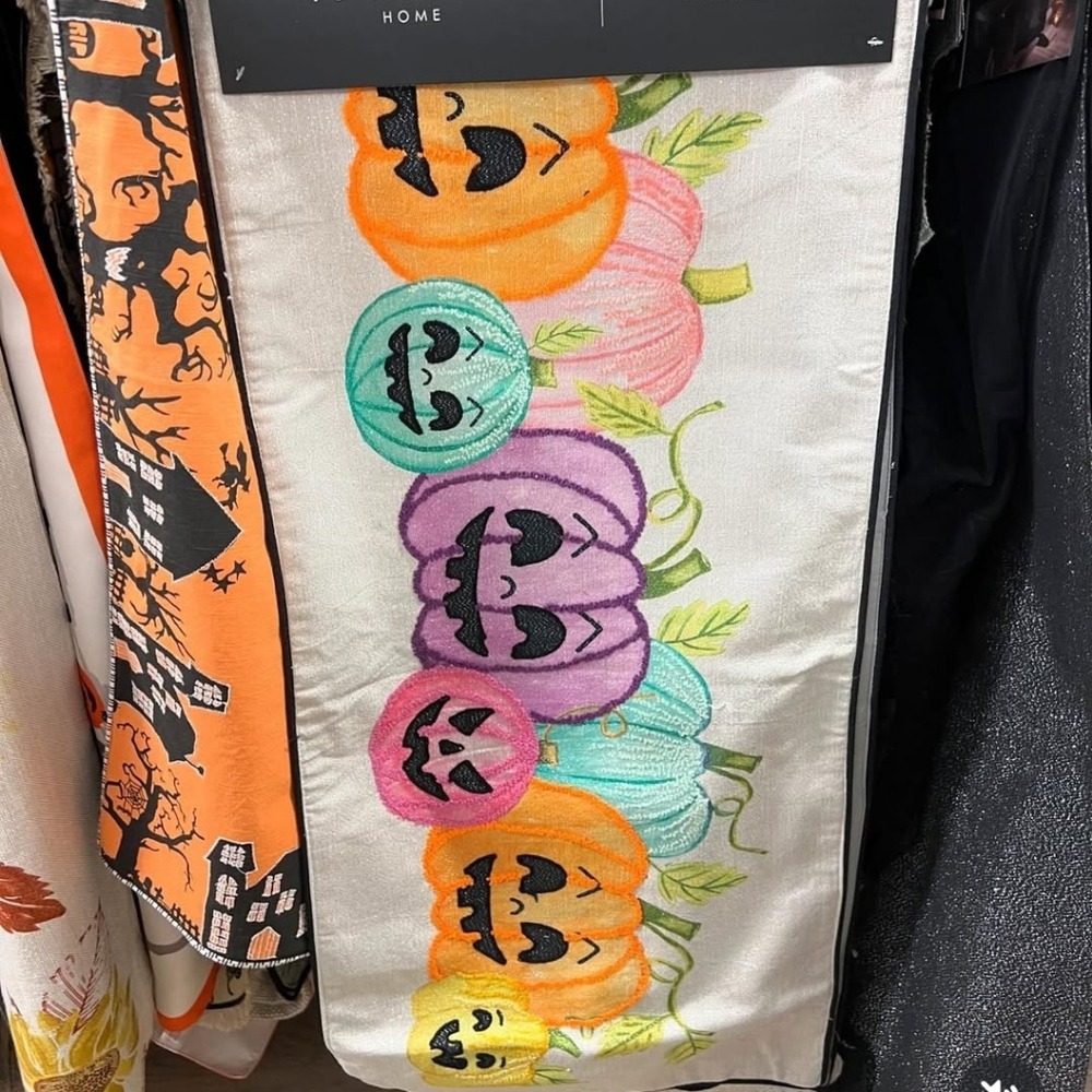 Max Studio‎ Colorful Pastel Pumpkin Table Runner Halloween Decor